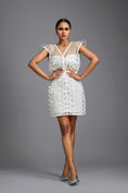 Load image into Gallery viewer, White Organza Sculpted Corset-Style Top
