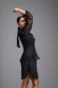 Load image into Gallery viewer, Black Shirt Dress with Sheer Sleeves
