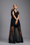 Load image into Gallery viewer, Black Embellished Sheer Overlay Jumpsuit