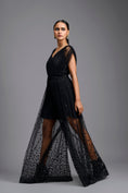 Load image into Gallery viewer, Black Embellished Sheer Overlay Jumpsuit