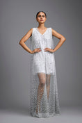Load image into Gallery viewer, White Embellished Sheer Overlay Jumpsuit