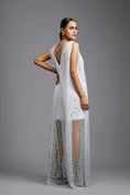 Load image into Gallery viewer, White Embellished Sheer Overlay Jumpsuit