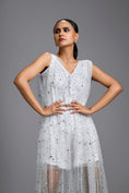 Load image into Gallery viewer, White Embellished Sheer Overlay Jumpsuit