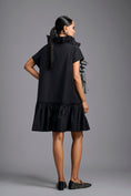 Load image into Gallery viewer, Black Leather Panel Sculptural Dress