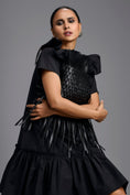 Load image into Gallery viewer, Black Leather Panel Sculptural Dress