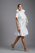 Load image into Gallery viewer, White Leather Panel Sculptural Dress