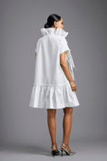 Load image into Gallery viewer, White Leather Panel Sculptural Dress