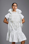 Load image into Gallery viewer, White Leather Panel Sculptural Dress