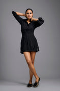 Load image into Gallery viewer, Black Sculpted Shirt Top with Cage Waist