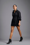 Load image into Gallery viewer, Black Sculpted Shirt Top with Cage Waist