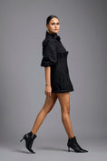 Load image into Gallery viewer, Black Sculpted Shirt Top with Cage Waist