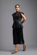 Load image into Gallery viewer, Black Lattice Panel Midi Skirt