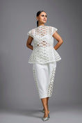 Load image into Gallery viewer, White Lattice Panel Midi Skirt