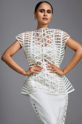 Load image into Gallery viewer, White Sculpted Lattice Top