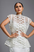 Load image into Gallery viewer, White Sculpted Lattice Top