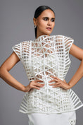 Load image into Gallery viewer, White Sculpted Lattice Top