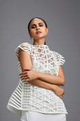 Load image into Gallery viewer, White Sculpted Lattice Top