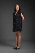 Load image into Gallery viewer, Black Blazer Dress With Neon Embroidery Detail