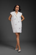 Load image into Gallery viewer, White Blazer Dress With Neon Embroidery Detail