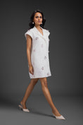 Load image into Gallery viewer, White Blazer Dress With Neon Embroidery Detail
