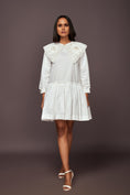 Load image into Gallery viewer, White Dress With Puff Sleeves And Frill Bottom