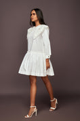 Load image into Gallery viewer, White Dress With Puff Sleeves And Frill Bottom