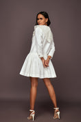 Load image into Gallery viewer, White Dress With Puff Sleeves And Frill Bottom