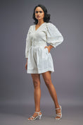 Load image into Gallery viewer, White Playsuit With Puffed Sleeves