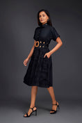 Load image into Gallery viewer, A-line Button Down Dress With Waist Cutouts Comes With Belt