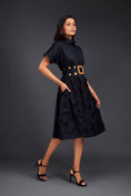 Load image into Gallery viewer, A-line Button Down Dress With Waist Cutouts Comes With Belt