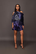 Load image into Gallery viewer, Purple Off Shoulder Metallic Tunic With Shorts