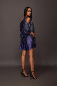 Load image into Gallery viewer, Purple Off Shoulder Metallic Tunic With Shorts