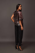 Load image into Gallery viewer, Rust Pleated Metallic Hi Low Overlap Tunic