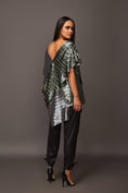 Load image into Gallery viewer, Silver & Green Pleated Metallic Overlap Drape Top