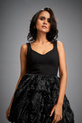 Load image into Gallery viewer, Mini Dress with Shimmer Embroidered Bubble Skirt