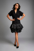 Load image into Gallery viewer, Lapel Jacket Dress with Layered Shimmer Embroidered