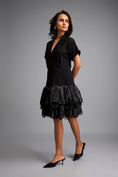Load image into Gallery viewer, Lapel Jacket Dress with Layered Shimmer Embroidered