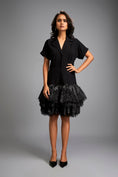 Load image into Gallery viewer, Lapel Jacket Dress with Layered Shimmer Embroidered