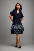 Load image into Gallery viewer, Lapel Jacket Dress with Layered Shimmer Embroidered