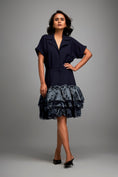 Load image into Gallery viewer, Lapel Jacket Dress with Layered Shimmer Embroidered