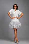 Load image into Gallery viewer, Silver Lapel Jacket Dress with Layered Shimmer Embroidered