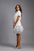 Load image into Gallery viewer, Silver Lapel Jacket Dress with Layered Shimmer Embroidered