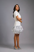 Load image into Gallery viewer, Silver Lapel Jacket Dress with Layered Shimmer Embroidered