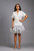 Load image into Gallery viewer, Silver Lapel Jacket Dress with Layered Shimmer Embroidered