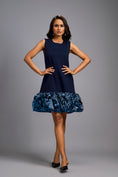 Load image into Gallery viewer, Sleeveless Navy Blue Mini Dress with Ruffled Shimmer Hemline