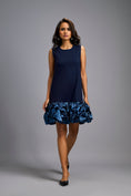 Load image into Gallery viewer, Sleeveless Navy Blue Mini Dress with Ruffled Shimmer Hemline