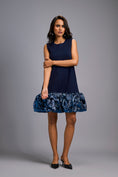 Load image into Gallery viewer, Sleeveless Navy Blue Mini Dress with Ruffled Shimmer Hemline
