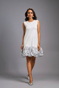 Load image into Gallery viewer, Sleeveless Silver Mini Dress with Ruffled Shimmer Hemline