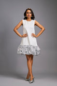 Load image into Gallery viewer, Sleeveless Silver Mini Dress with Ruffled Shimmer Hemline