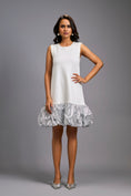 Load image into Gallery viewer, Sleeveless Silver Mini Dress with Ruffled Shimmer Hemline